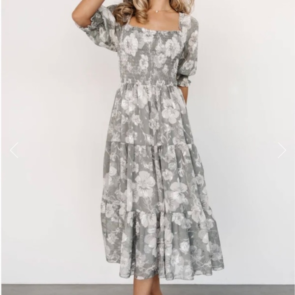 Baltic Born Fabian Jacquard Midi Dress (Dusty Sage)